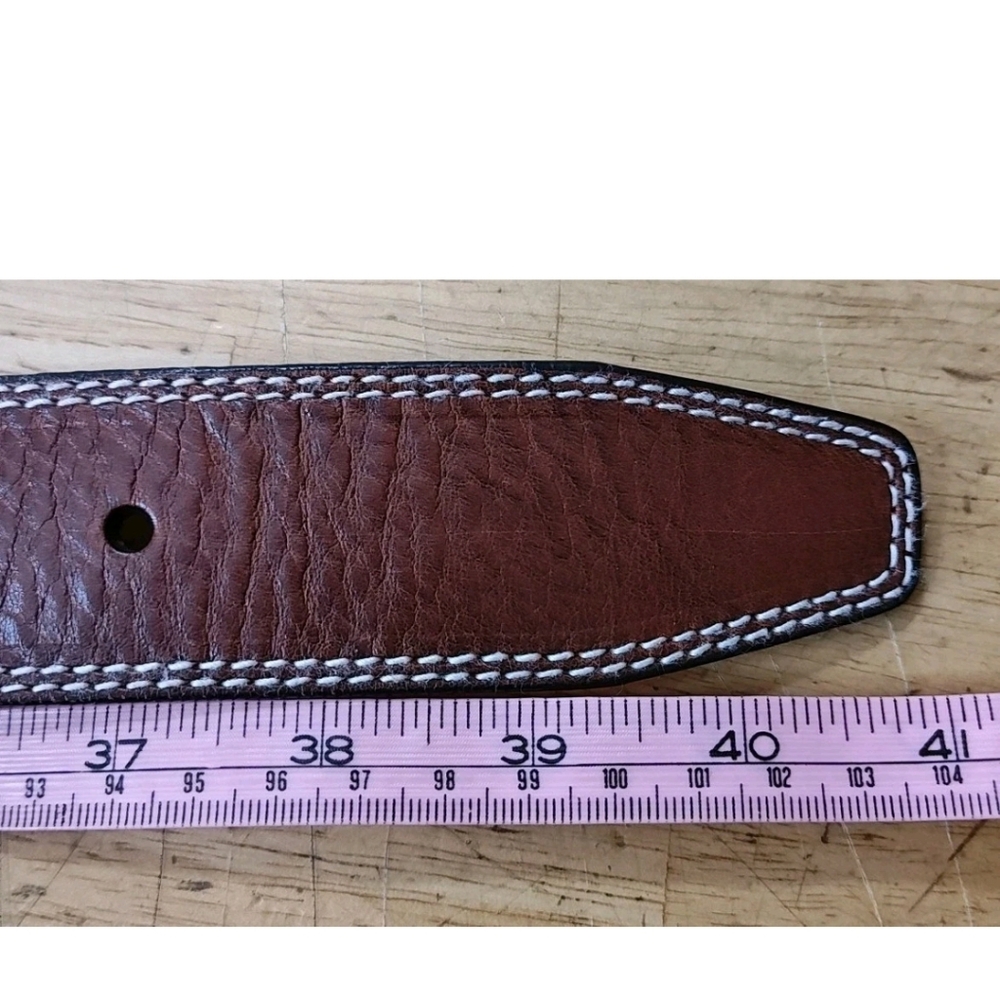 Michael Kors Brown Leather Belt Woman Med 31-34 Gold Buckle Preppy Western Boho - Picture 10 of 13